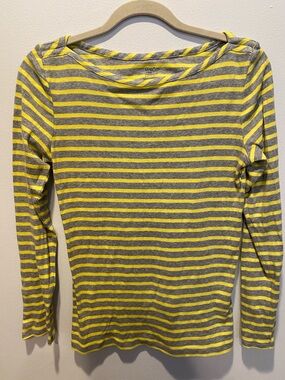 GAP Women's Striped Long Sleeve Top in Yellow and Gray size Medium